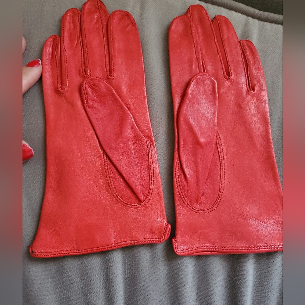 Roeckl Germany Red Leather Gloves Womens Sz 7